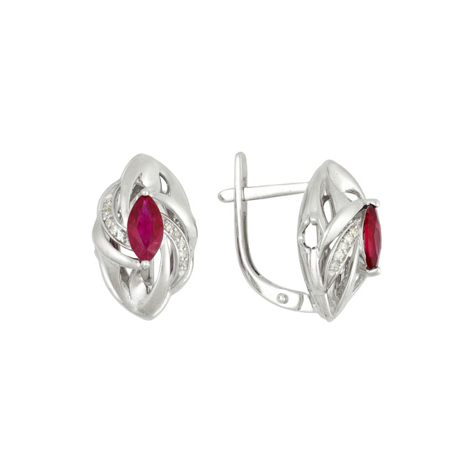 Серьги из золота 750 пробы с рубинами и бриллиантами, Л 4508 4983 за 58200