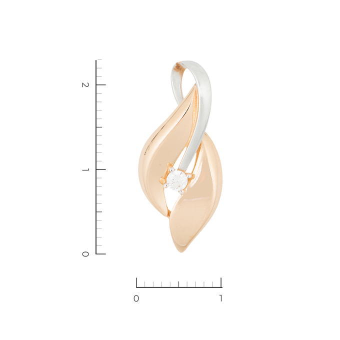 Подвеска из комбинированного золота 585 пробы c 1 фианитом