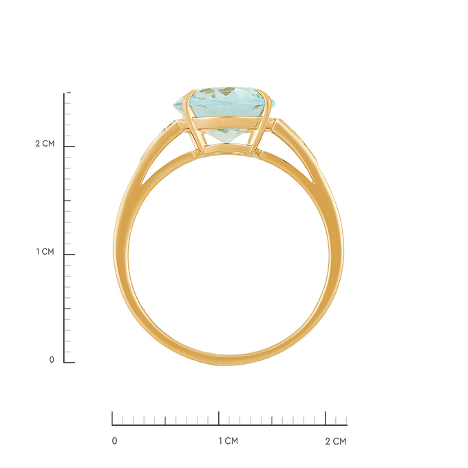 Кольцо из золота 585 пробы c топазом и бриллиантами, Л 1208 5261 за 33600