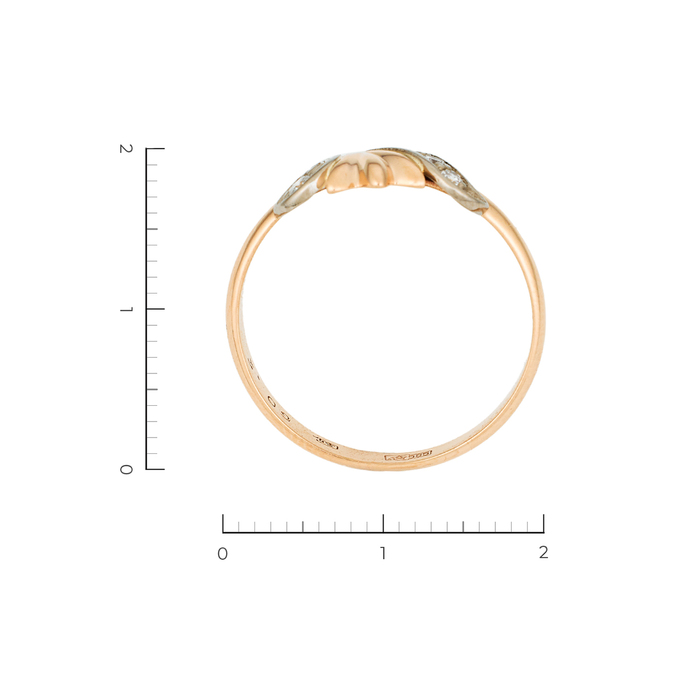 Кольцо из комбинированного золота 585 пробы c 6 бриллиантами, Л 5207 1803 за 26320