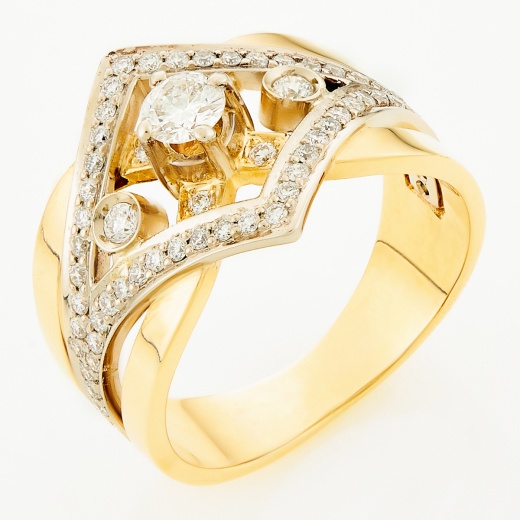 Кольцо из комбинированного золота 750 пробы c 63 бриллиантами Л22099481 фото 1