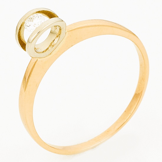 Кольцо из комбинированного золота 585 пробы c 1 бриллиантом, Л35059678 за 7500