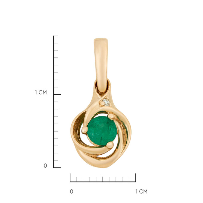Подвеска из золота 585 пробы c изумрудом и бриллиантом, Л 7503 0089 за 17500