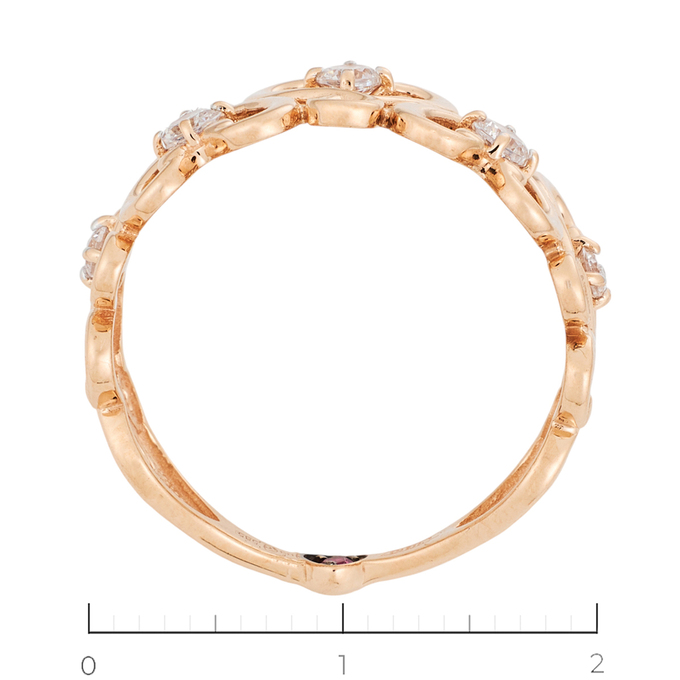 Кольцо из красного золота 585 пробы c 5 фианитами и 1 корундом, Л 7000 8083 за 20640