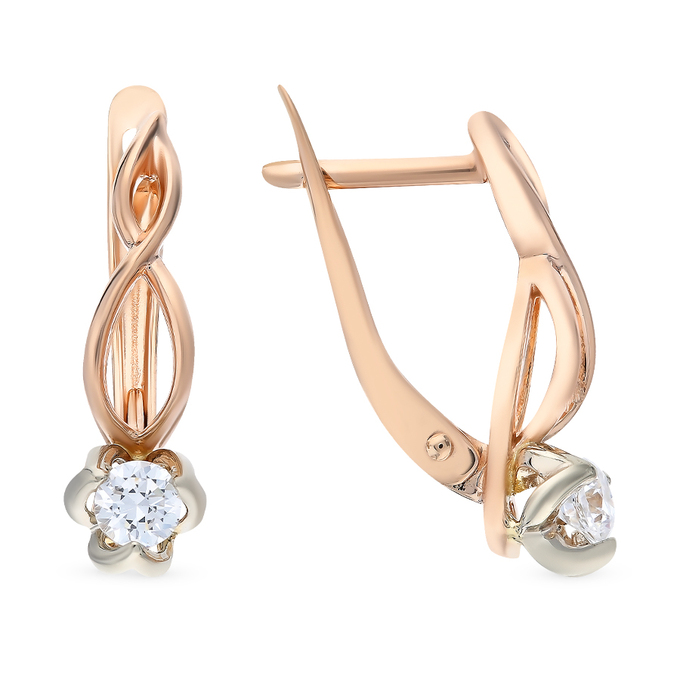 Серьги из золота 585 пробы c фианитами