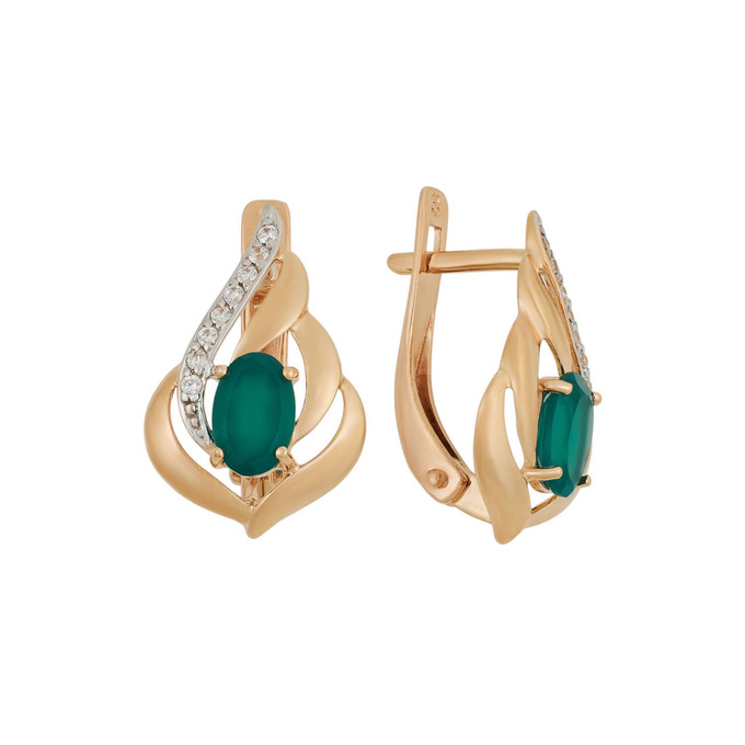 Серьги из золота 585 пробы с агатами и фианитами, Ц О007 5444 за 24600
