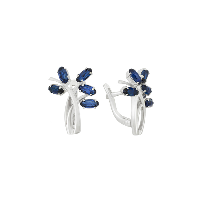 Серьги из золота 585 пробы c синт. сапфирами, Л 2810 8797 за 39200