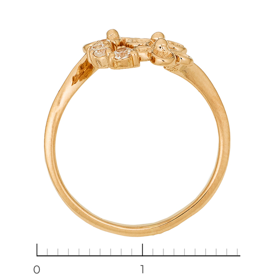 Кольцо из красного золота 585 пробы c фианитами, Л23157221 за 11280