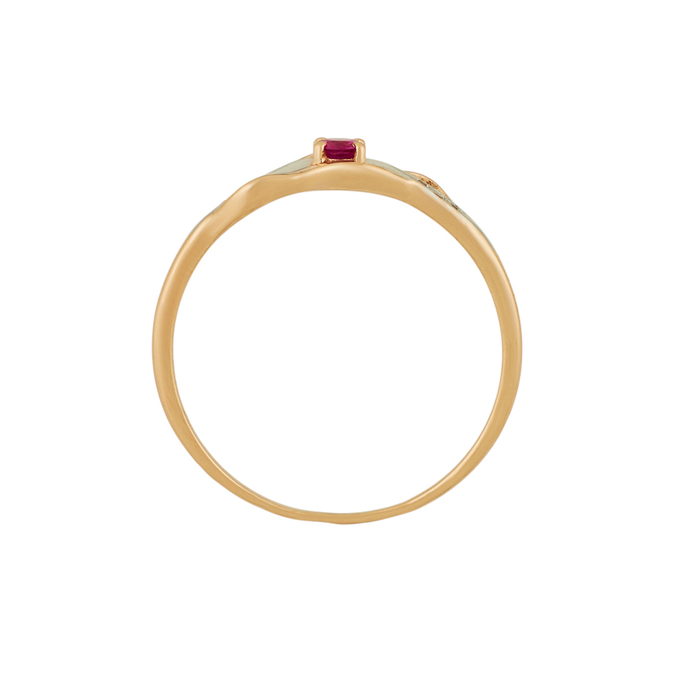 Кольцо из золота 585 пробы c рубином и бриллиантами, Л 2812 0278 за 17200