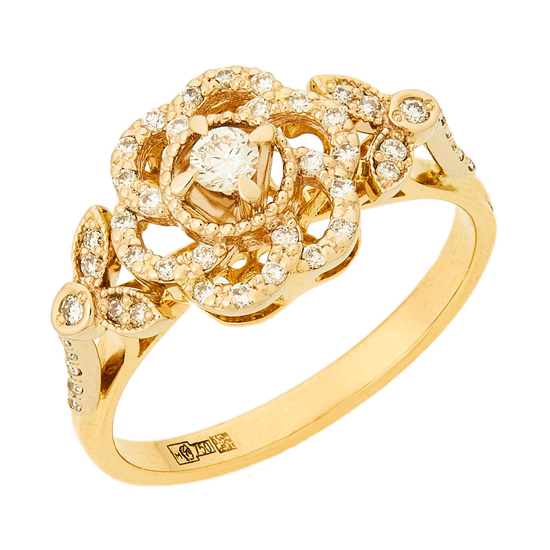 Кольцо из комбинированного золота 750 пробы c 45 бриллиантами, Л47092295 за 46140