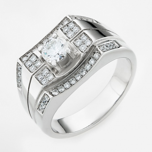 Купить кольцо из белого золота 585 пробы c 51 бриллиантами в Москве (арт.Л09073624) в интернет магазине Залог Успеха