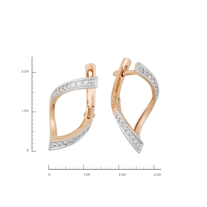 Серьги из золота 585 пробы c фианитами