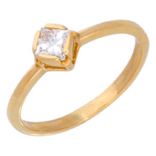 Кольцо из желтого золота 585 пробы c 1 бриллиантом Л20068971 фото 1