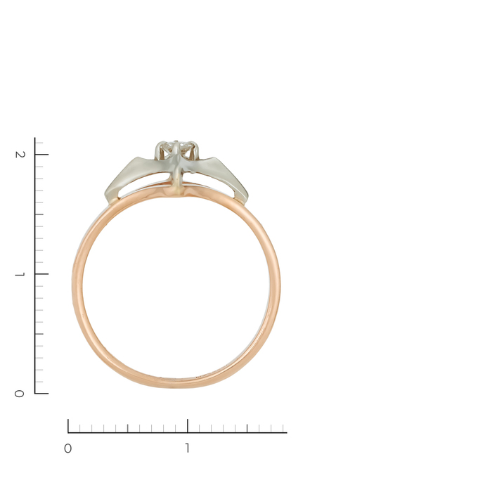 Кольцо из комбинированного золота 585 пробы c 1 бриллиантом, Л 2809 5419 за 25520