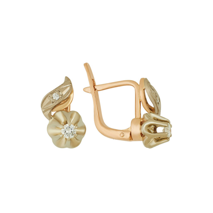 Серьги из золота 585 пробы c бриллиантами