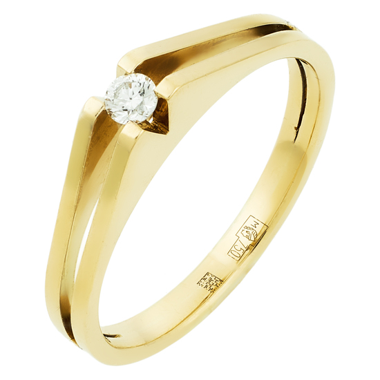 Кольцо из желтого золота 750 пробы c 1 бриллиантом, Л08082203 за 20940