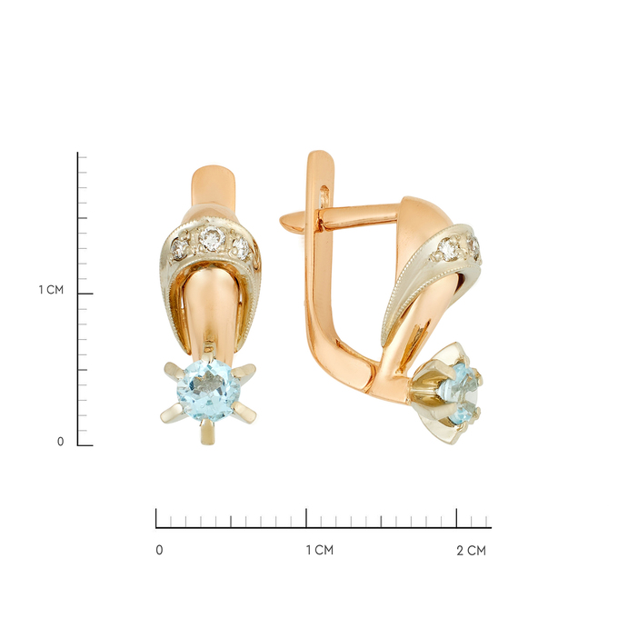 Серьги из золота 585 пробы с топазами и бриллиантами, Л 4708 5065 за 56300