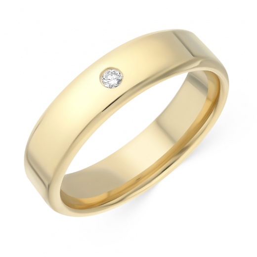 Кольцо обручальное из желтого золота 585 пробы c 1 бриллиантом 063602 фото 1