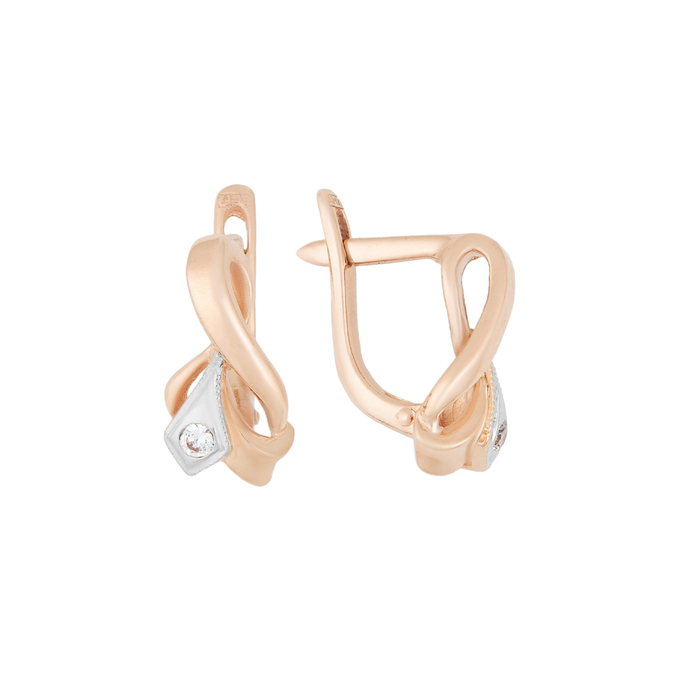 Серьги из золота 585 пробы c фианитами