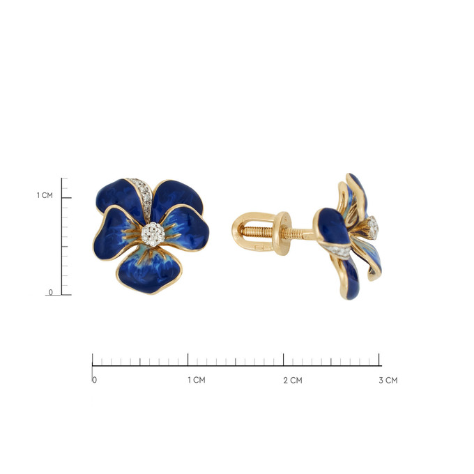 Серьги из золота 585 пробы с бриллиантами и эмалью, Л 4709 7641 за 28000