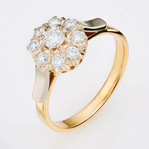 Кольцо из комбинированного золота 750 пробы c 9 бриллиантами Л28066259 фото 1