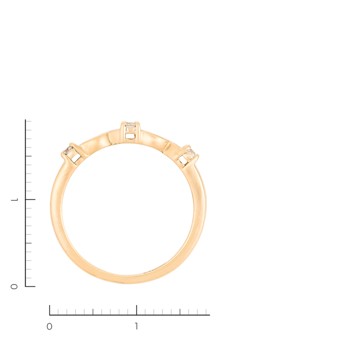 Кольцо из золота 585 пробы c 3 бриллиантами