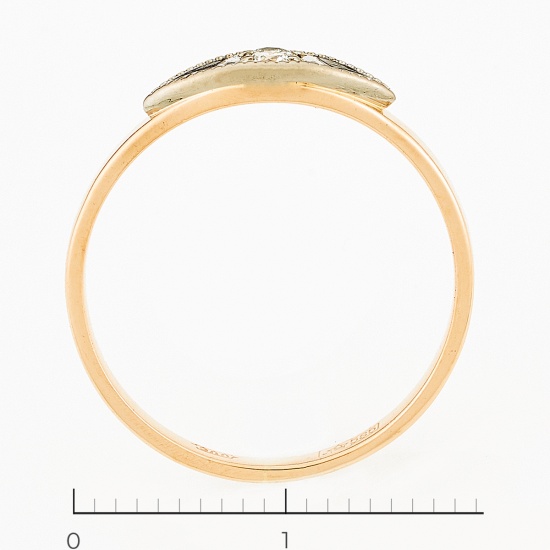 Кольцо из комбинированного золота 585 пробы c 1 бриллиантом, Л45067682 за 10140