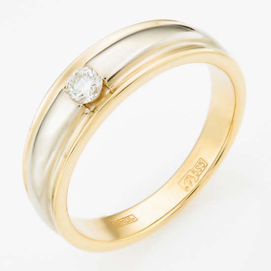 Кольцо из комбинированного золота 585 пробы c 1 бриллиантом, Л28072283 за 20250