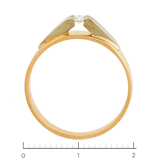 Кольцо из комбинированного золота 583 пробы c 1 бриллиантом, Л54050914 за 16500