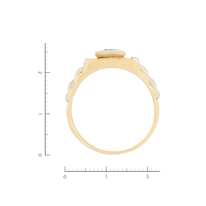 Кольцо из комбинированного золота 585 пробы c 1 бриллиантом, Л 4306 0100 за 127120