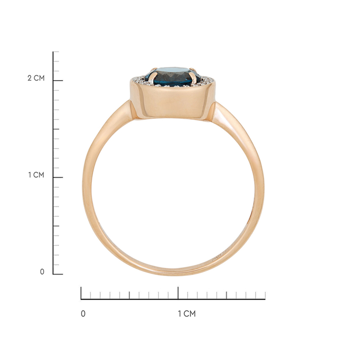 Кольцо из золота 585 пробы c топазом Лондон и бриллиантами, Л 2010 5043 за 19920