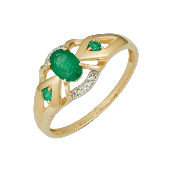 Кольцо из золота 585 пробы c изумрудами и бриллиантами, Л 6002 5940 за 38300