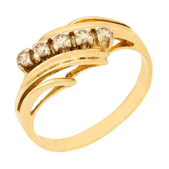 Кольцо из комбинированного золота 585 пробы c 5 бриллиантами, Л20096353 за 31740