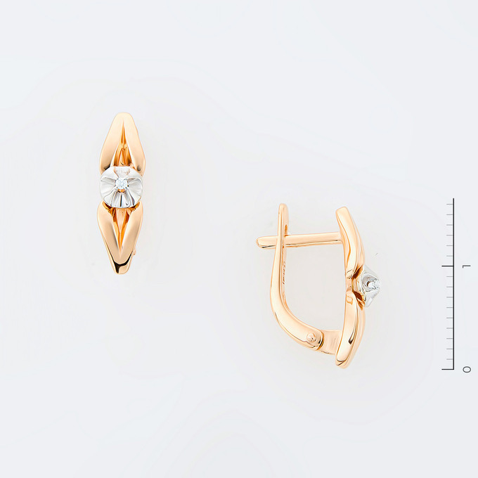 Серьги из золота 585 пробы c 2 бриллиантами