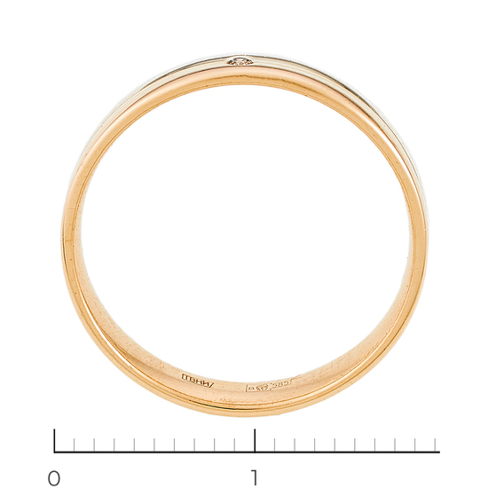 Кольцо из комбинированного золота 585 пробы c 1 бриллиантом, Л71017022 за 9250