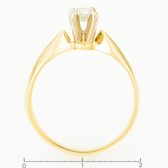 Кольцо из комбинированного золота 585 пробы c 1 бриллиантом, Л75012245 за 27300