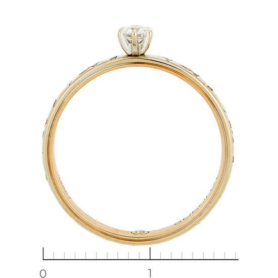 Кольцо из комбинированного золота 585 пробы c 2 бриллиантами, Л28087625 за 10750
