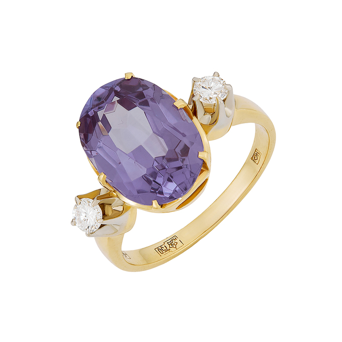 Кольцо из золота 750 пробы c бриллиантами и корундом, Л 3204 9834 за 86700