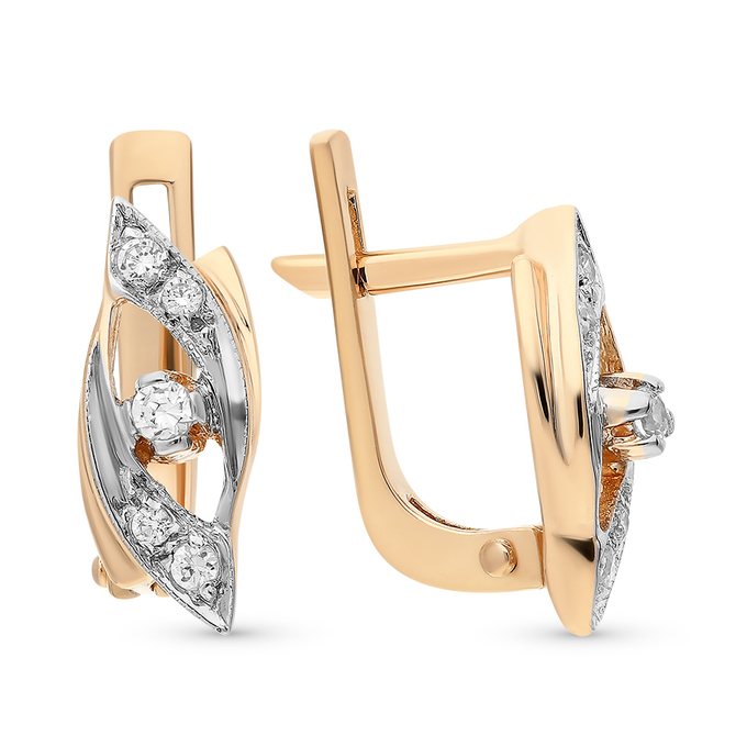 Серьги из золота 585 пробы c фианитами