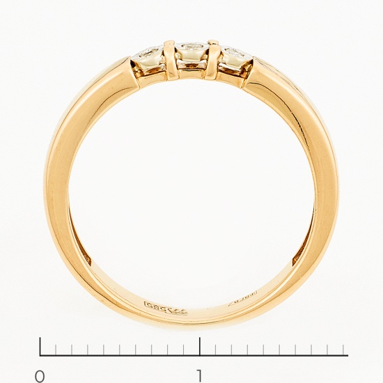 Кольцо из комбинированного золота 585 пробы c 3 бриллиантами, Л28081801 за 9450