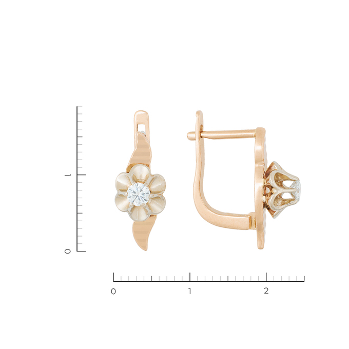 Серьги из золота 585 пробы c 2 муассанитами, Л 2414 4848 за 25410