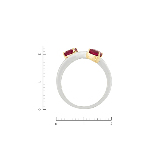 Кольцо из комбинированного золота 585 пробы c 6 бриллиантами и 2 рубинами, Л28103049 за 62300