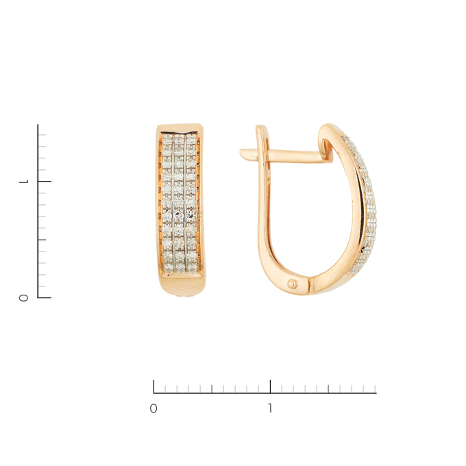 Серьги из комбинированного золота 585 пробы c 66 бриллиантами