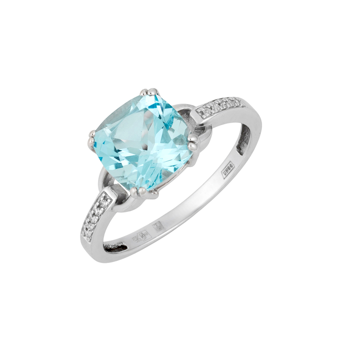 Кольцо из золота 585 пробы c топазом и бриллиантами, Л 0616 3197 за 31200