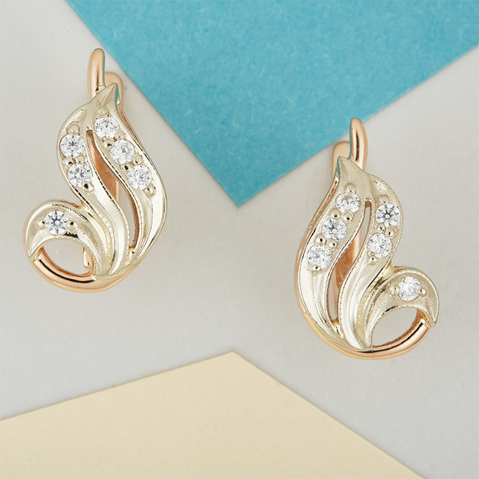 Серьги из золота 585 пробы c фианитами