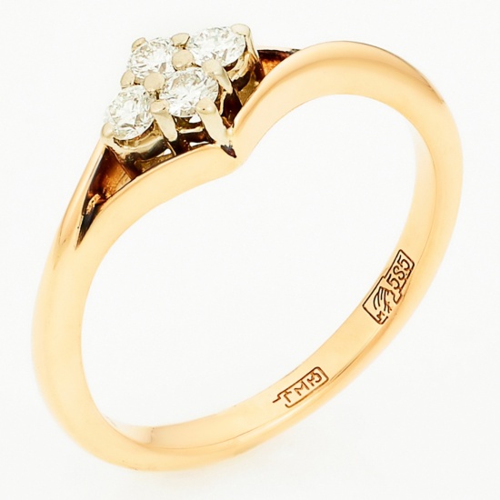Кольцо из комбинированного золота 585 пробы c 4 бриллиантами, Л31118559 за 16750