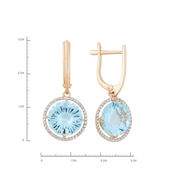 Серьги из золота 585 пробы c топазами и бриллиантами, К 0000 3162 за 61000