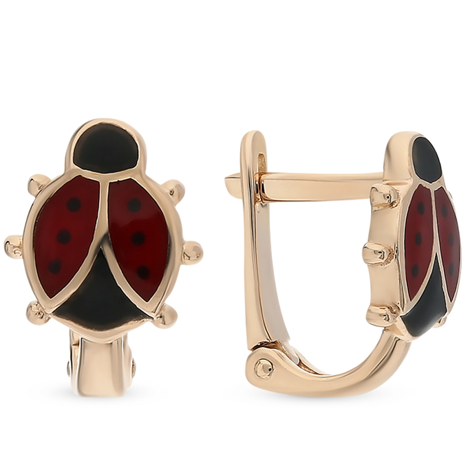 Серьги из красного золота 585 пробы c эмалями