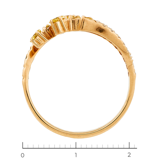 Кольцо из красного золота 585 пробы c камнями синтетическими и фианитами, Л46083735 за 8840