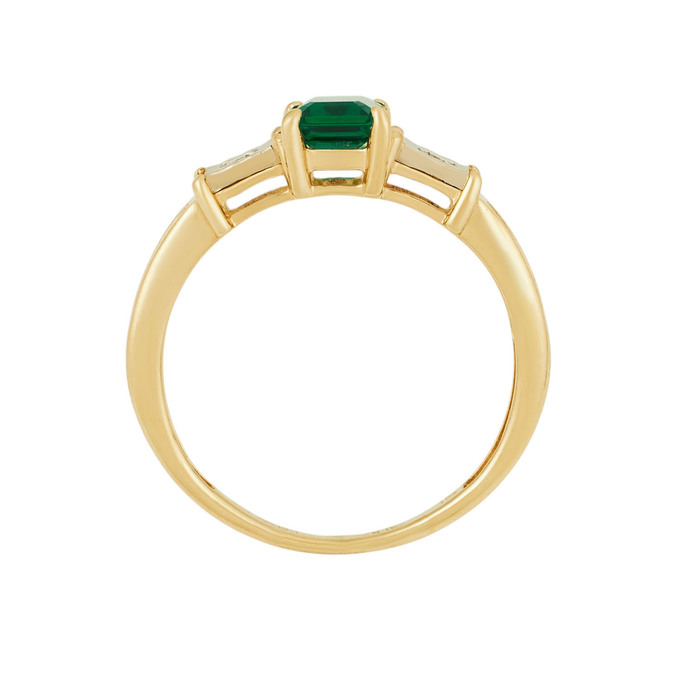 Кольцо из золота 585 пробы c бриллиантами и синтетическими изумрудами, Л 2812 1964 за 21520